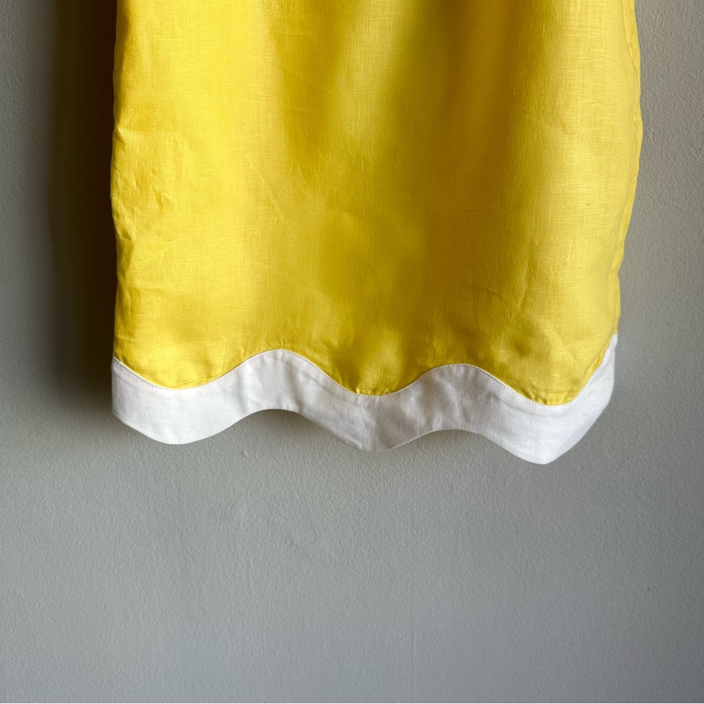 *SOLD* STAUD Renata Linen Mini Dress in Wallflower & White / Scalloped Hem - Picture 7 of 10